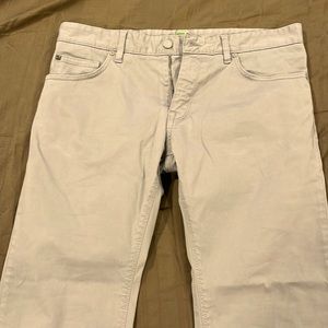 Hugo Boss grey khakis.  Regular fit with five pocket